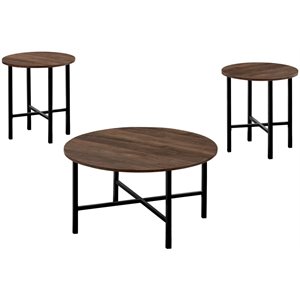 monarch 3 piece contemporary round wood top coffee table set