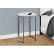 Accent Table Side Round End Lamp Bedroom Metal White Marble Look