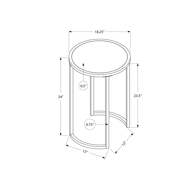 Accent Table Side Round End Nightstand Lamp Bedroom Metal Grey