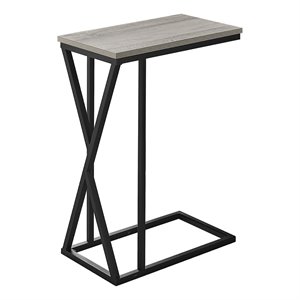 Accent Table C-shaped End Side Snack Living Room Bedroom Metal Grey