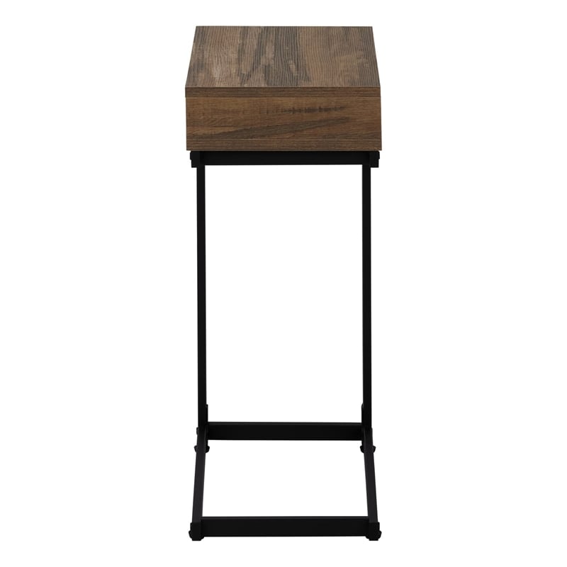 Accent Table C-shaped End Side Snack Living Room Bedroom Metal Brown