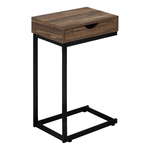 Accent Table C-shaped End Side Snack Living Room Bedroom Metal Brown