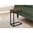 Accent Table C-shaped End Side Snack Living Room Bedroom Metal Brown