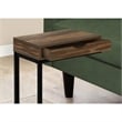 Accent Table C-shaped End Side Snack Living Room Bedroom Metal Brown