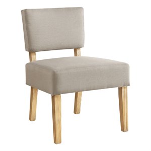Monarch Upholstered Armless Accent Chair in Taupe