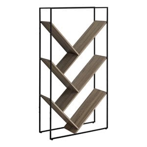 Bookshelf Bookcase Etagere 3 Tier 60&quotH Office Bedroom Metal Brown Black