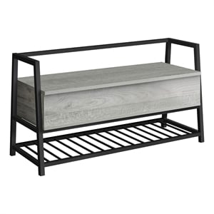 Bench Entryway Hallway Storage 42&quot Rectangular Metal Laminate Grey Black