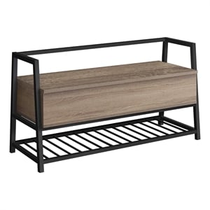 Bench Entryway Hallway Storage 42&quot Rectangular Metal Brown Black