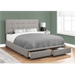 Bed Queen Size Platform Bedroom Frame Upholstered Linen Look Grey