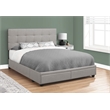 Bed Queen Size Platform Bedroom Frame Upholstered Linen Look Grey