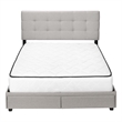 Bed Queen Size Platform Bedroom Frame Upholstered Linen Look Grey