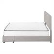 Bed Queen Size Platform Bedroom Frame Upholstered Linen Look Grey