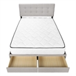 Bed Queen Size Platform Bedroom Frame Upholstered Linen Look Grey