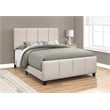 Bed Queen Size Platform Bedroom Frame Upholstered Linen Look Beige Black