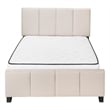 Bed Queen Size Platform Bedroom Frame Upholstered Linen Look Beige Black