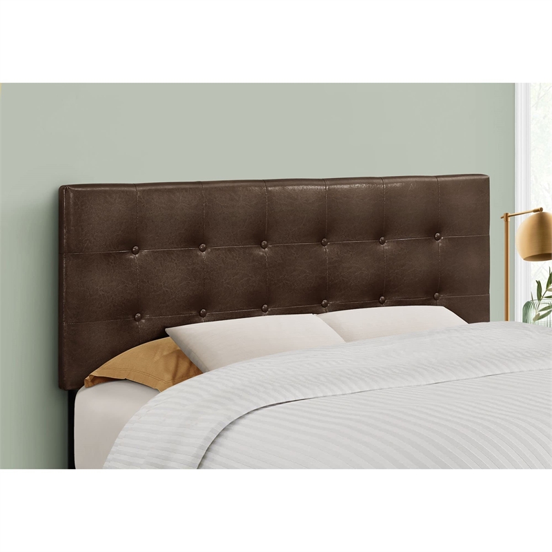 Bed Headboard Only Full Size Bedroom Upholstered Pu Leather Look Brown