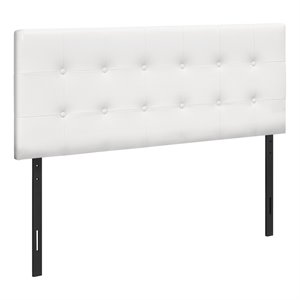 Monarch Full Faux Leather Button Tufted Upholstered Panel Headboard in White