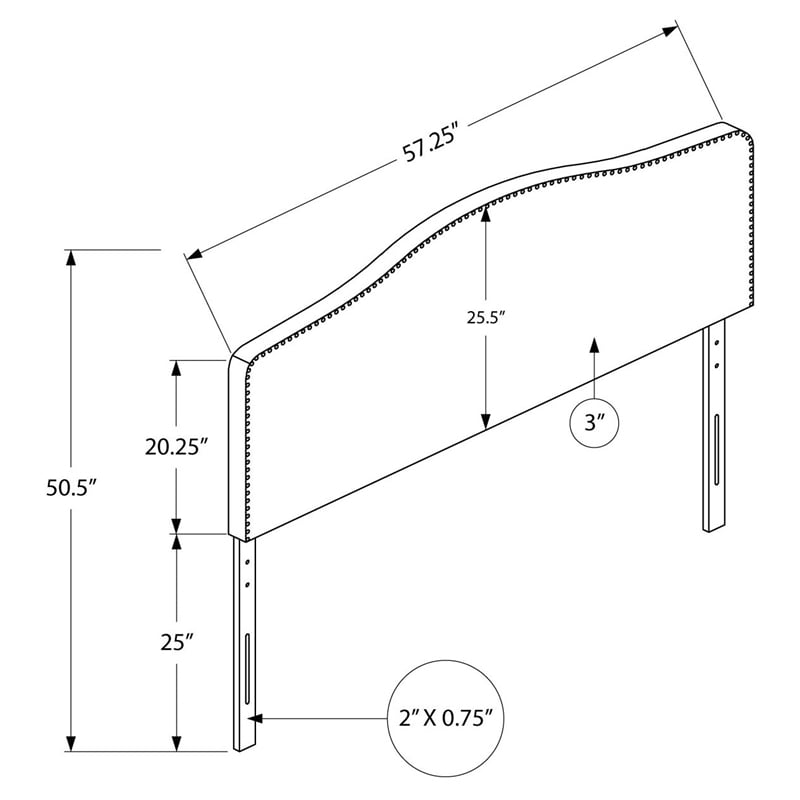 Bed Headboard Only Full Size Bedroom Upholstered Linen Look Grey