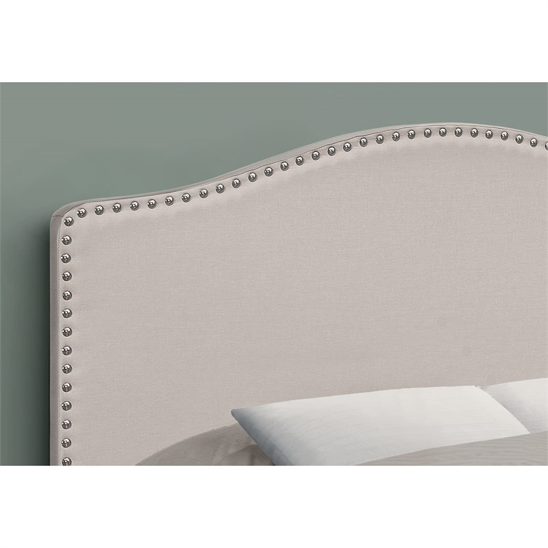 Bed Headboard Only Full Size Bedroom Upholstered Linen Look Beige