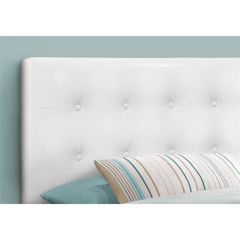 Bed Headboard Only Twin Size Bedroom Upholstered Pu Leather Look White