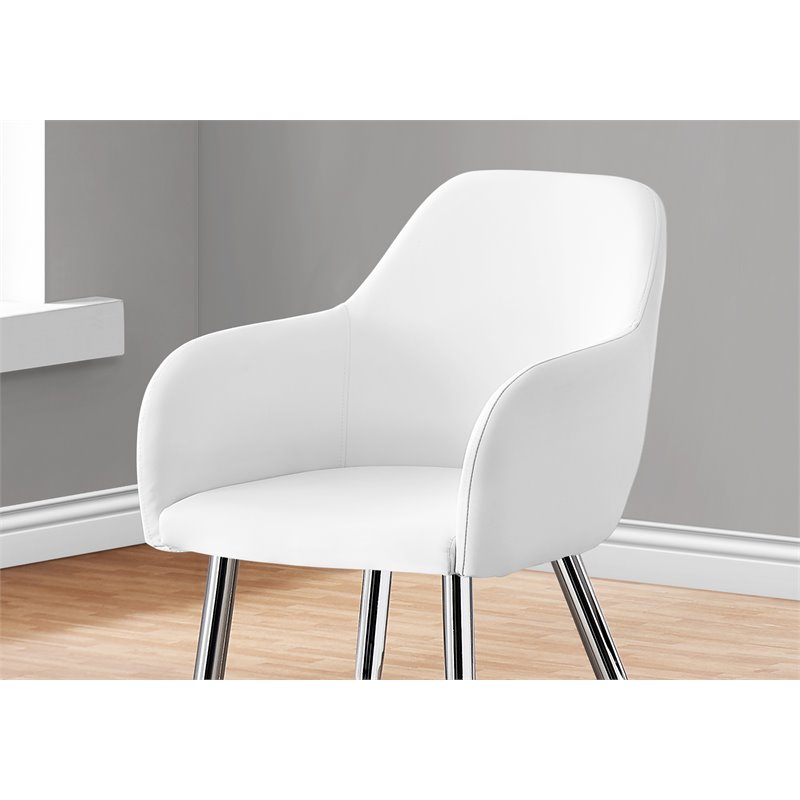 Monarch Faux Leather Upholstered Dining Chair in White (Set Of 2)