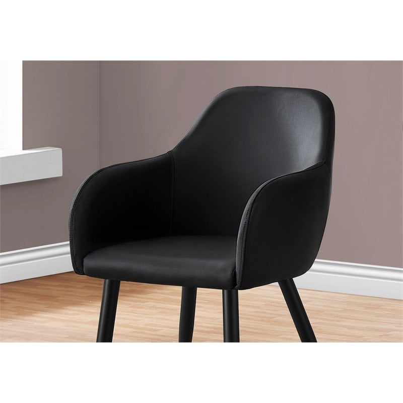 Dining Chair Set Of 2 Side Kitchen Dining Room Pu Leather Look Black