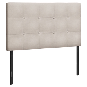 monarch specialties modern wood headboard with button-tufted in beige