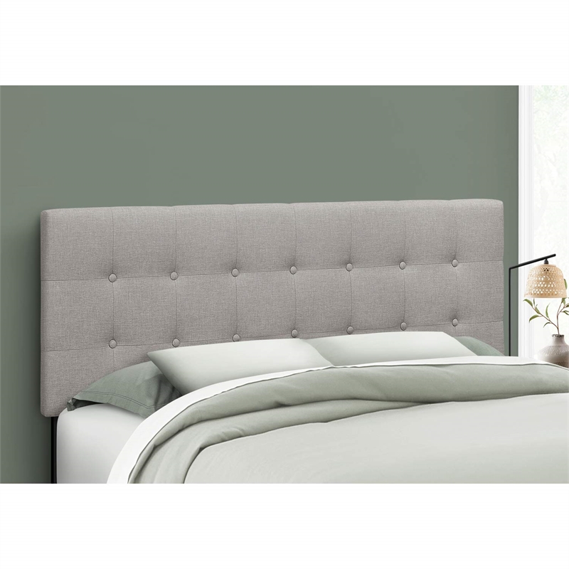 Bed Headboard Only Queen Size Bedroom Upholstered Linen Look Grey
