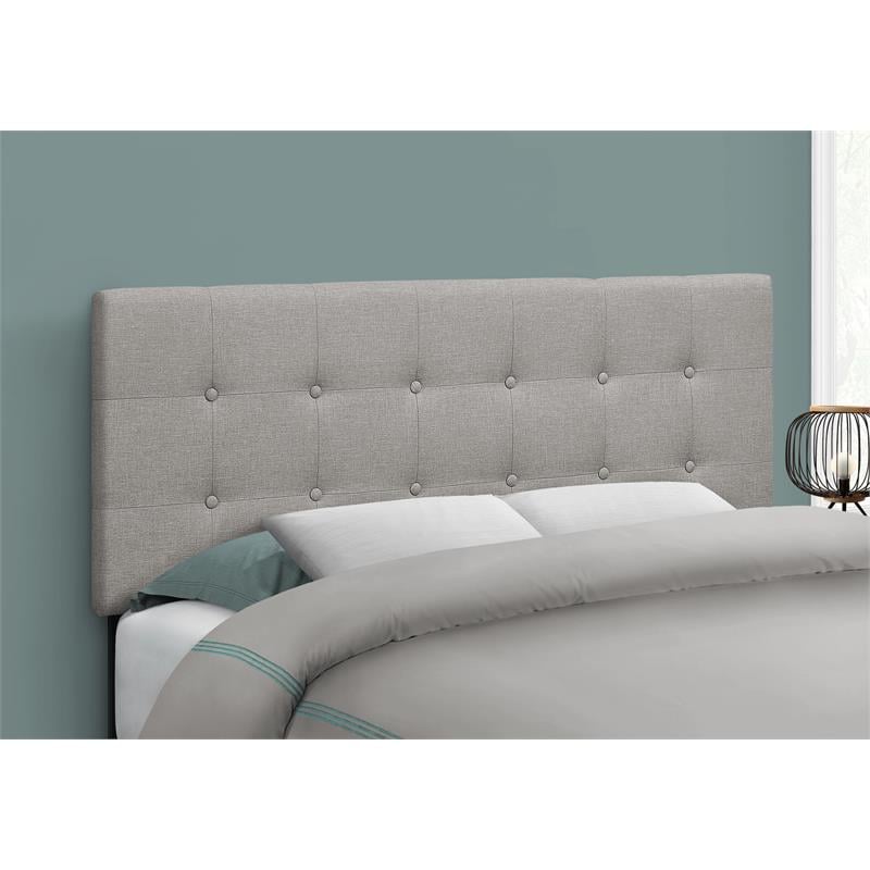 Bed Headboard Only Full Size Bedroom Upholstered Linen Look Grey