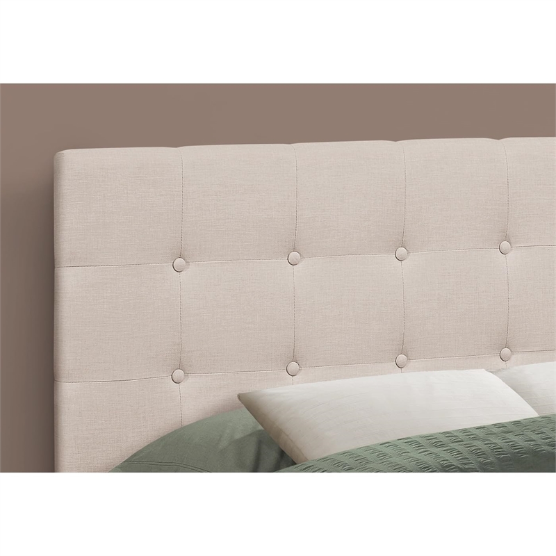 Bed Headboard Only Full Size Bedroom Upholstered Linen Look Beige