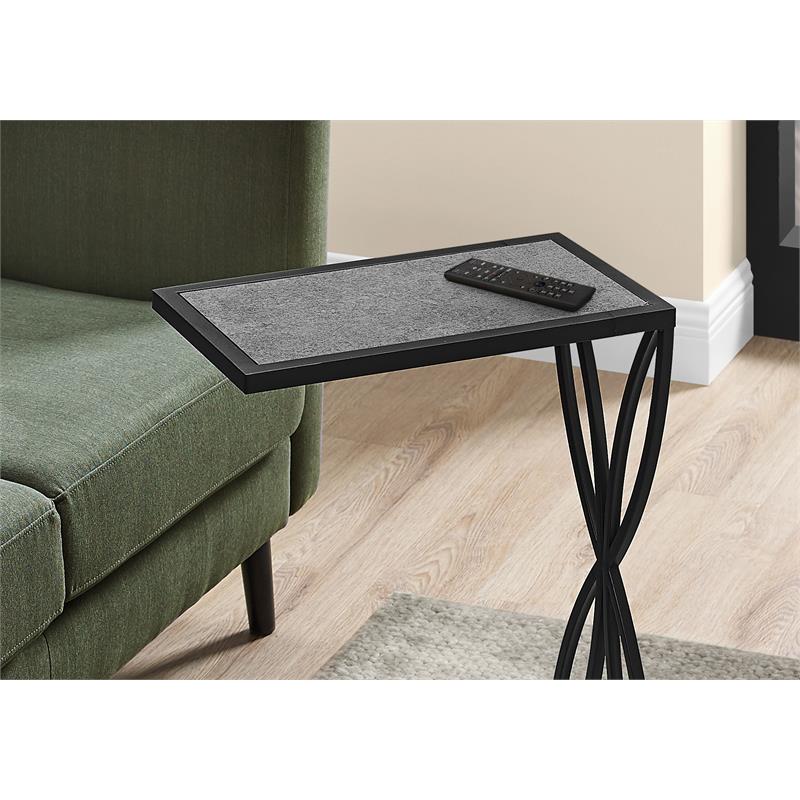 Accent Table C-shaped End Side Snack Living Room Bedroom Metal Grey