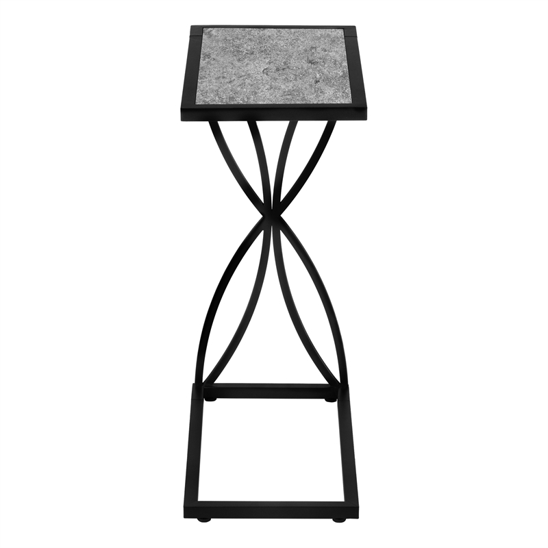 Accent Table C-shaped End Side Snack Living Room Bedroom Metal Grey