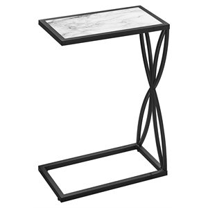Monarch Specialties C-shaped Contemporary Metal Accent Table in White