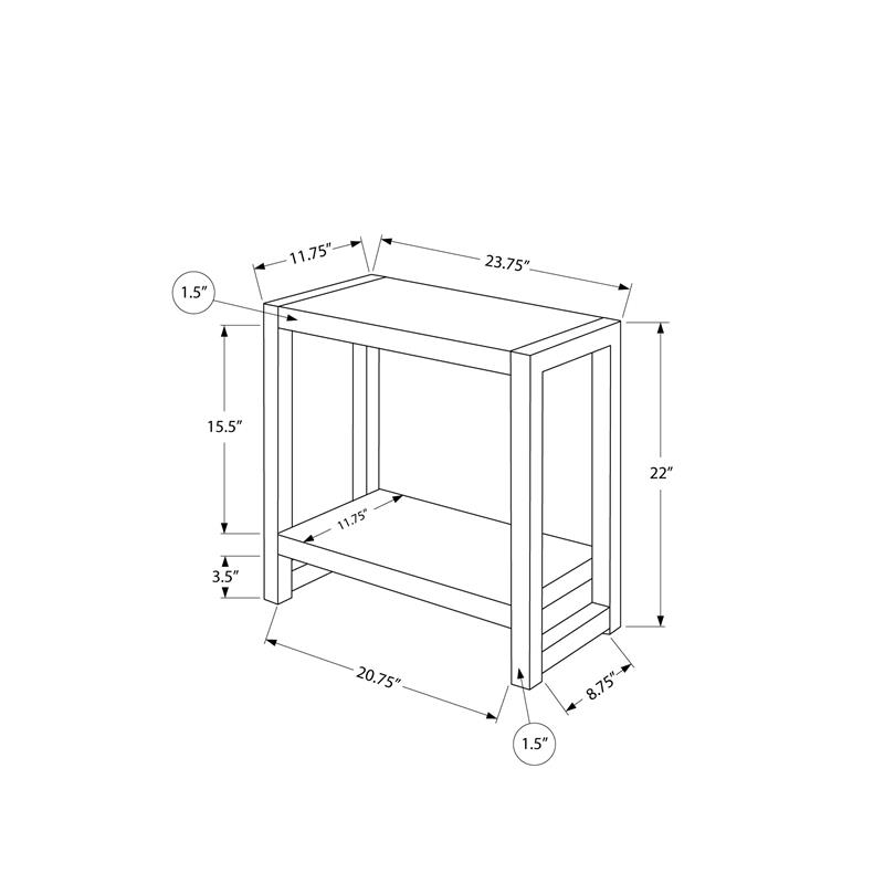 Accent Table Side End Narrow Small 2 Tier Bedroom Metal Grey