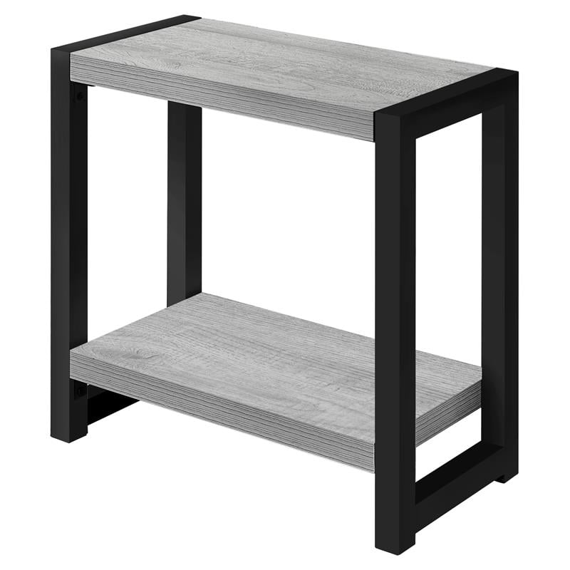 Accent Table Side End Narrow Small 2 Tier Bedroom Metal Grey
