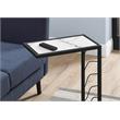 Accent Table C-shaped End Side Snack Bedroom Metal White Marble Look