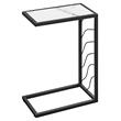 Accent Table C-shaped End Side Snack Bedroom Metal White Marble Look