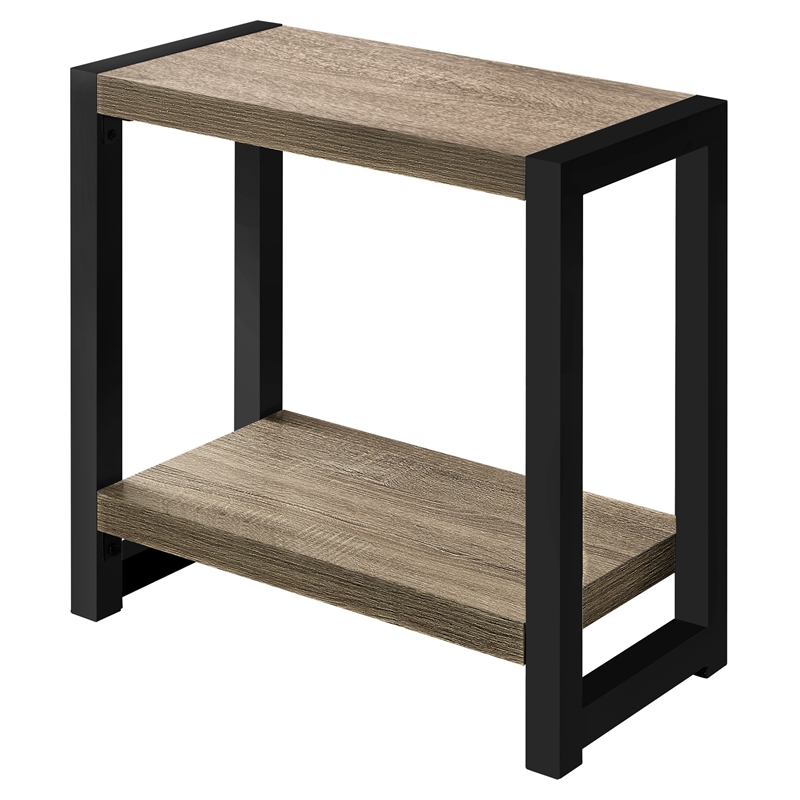 Accent Table Side End Narrow Small 2 Tier Bedroom Metal Brown