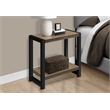 Accent Table Side End Narrow Small 2 Tier Bedroom Metal Brown