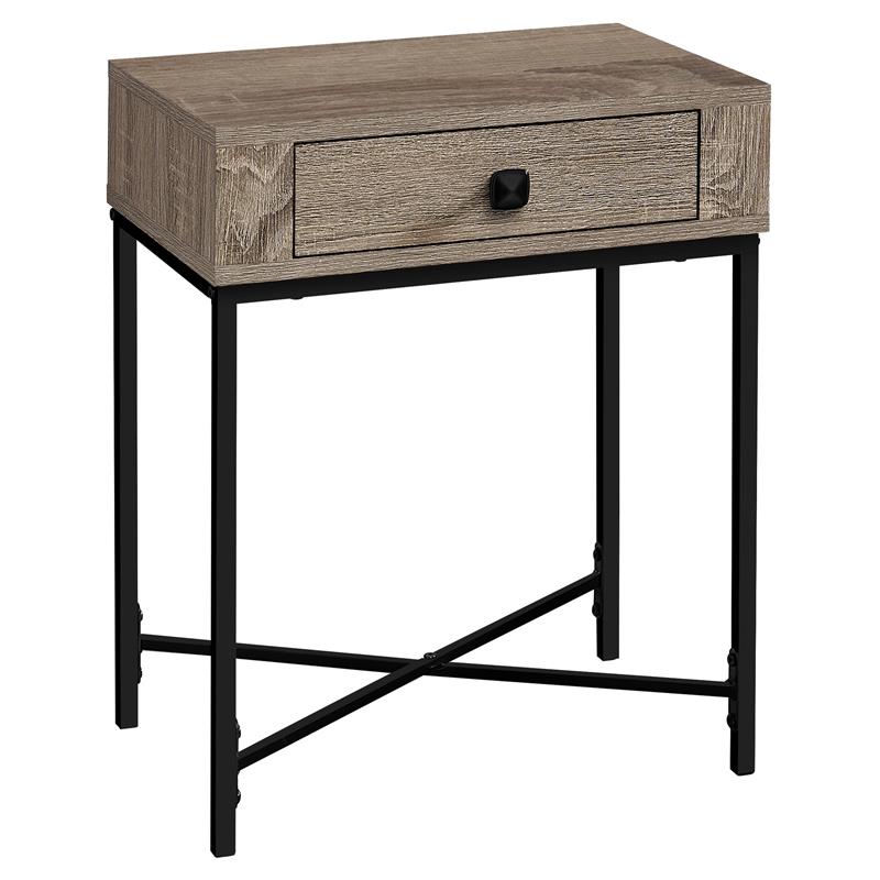 Monarch Specialties 1Drawer Contemporary Metal Accent Table in Natural