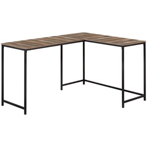 Computer Desk Home Office Corner 58&quotL L Shape Work Laptop Metal Brown