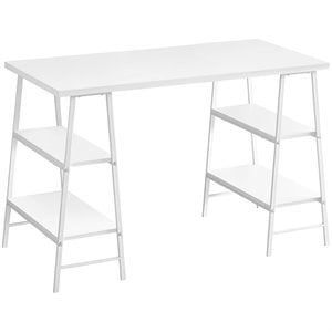 Computer Desk Home Office Laptop Storage Shelves 48&quotL Work Metal White