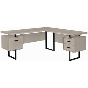 Monarch Reversible Wooden L Shaped Corner Computer Desk in Taupe and Black