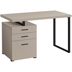 Monarch Reversible Wooden Pedestal Computer Desk in Taupe and Black