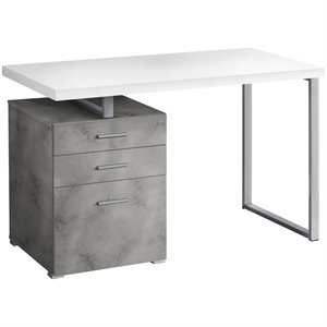 Monarch Reversible Wooden Pedestal Computer Desk in White and Gray