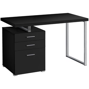 Monarch Reversible Wooden Pedestal Computer Desk in Black and Silver
