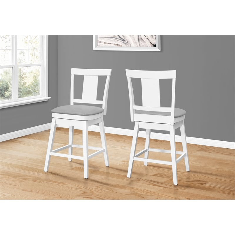 Bar Stool Set Of 2 Swivel Counter Height Kitchen Wood White/Gray