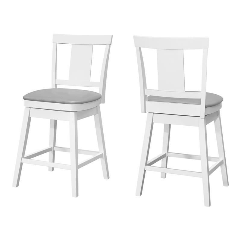 Bar Stool Set Of 2 Swivel Counter Height Kitchen Wood White/Gray