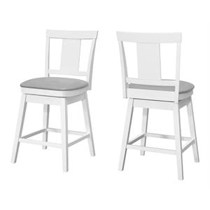 Bar Stool Set Of 2 Swivel Counter Height Kitchen Wood White/Gray