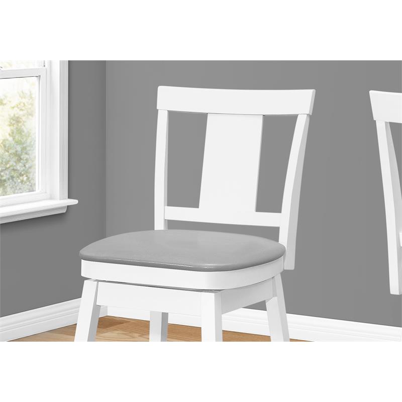 Bar Stool Set Of 2 Swivel Counter Height Kitchen Wood White/Gray